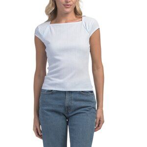 THEORY Mist Crinkle Cap Sleeve Top